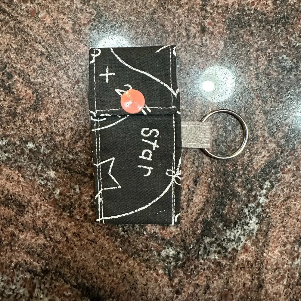 Handmade lip balm holder keychain- chalkboard design
